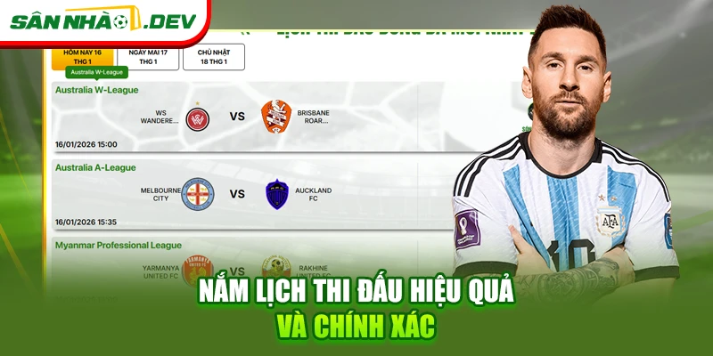 Nắm lịch thi đấu hiệu quả và chính xác